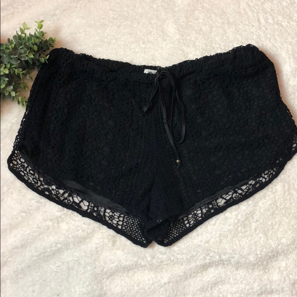 Forever 21 Large Black Lace Shorts w/ Drawstring